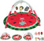 LADIDA Baby Play Mat & Gym, 3-in-1 Watermelon Tummy Time Mat, Oversize Baby Playmat for Babies with Sunshade, Non-Slip Washable Baby Mat, for Newborn, Suitable from Birth