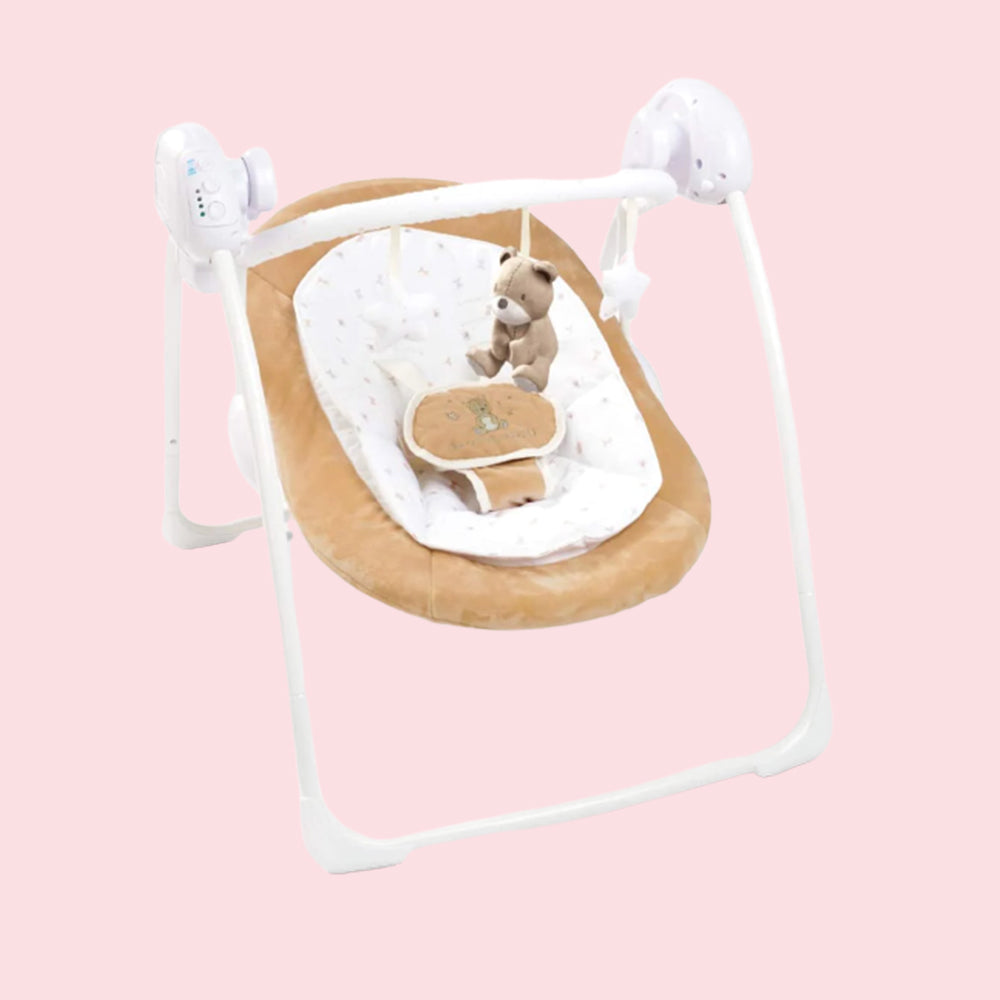 Brown Teddy Bear Electric Baby Swing with Speed Control, Time Control and Music - 080