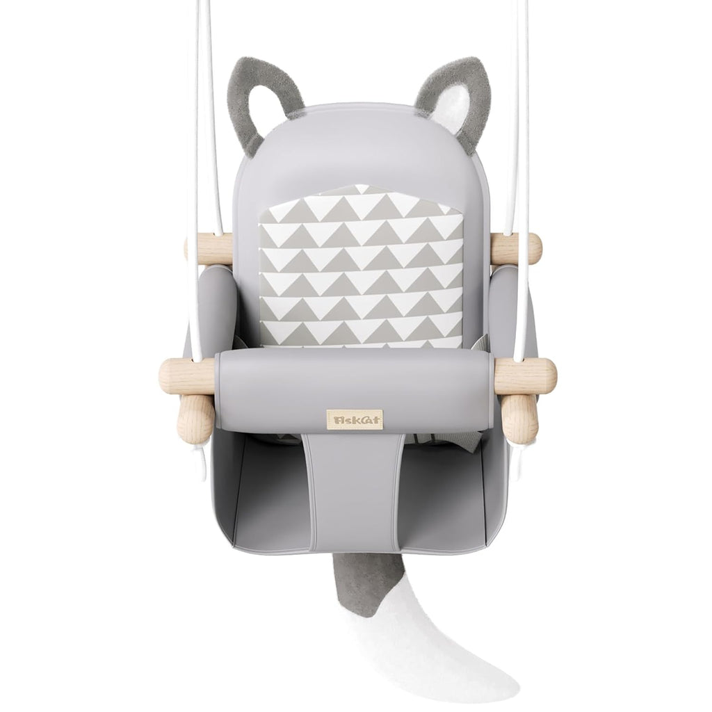 LADIDA Wooden Baby Swing with Soft Safety Belt, Infant Swing Seat for Indoor & Outdoor Use, Adjustable Height, Includes Mounting Hardware – Suitable for Babies & Toddlers