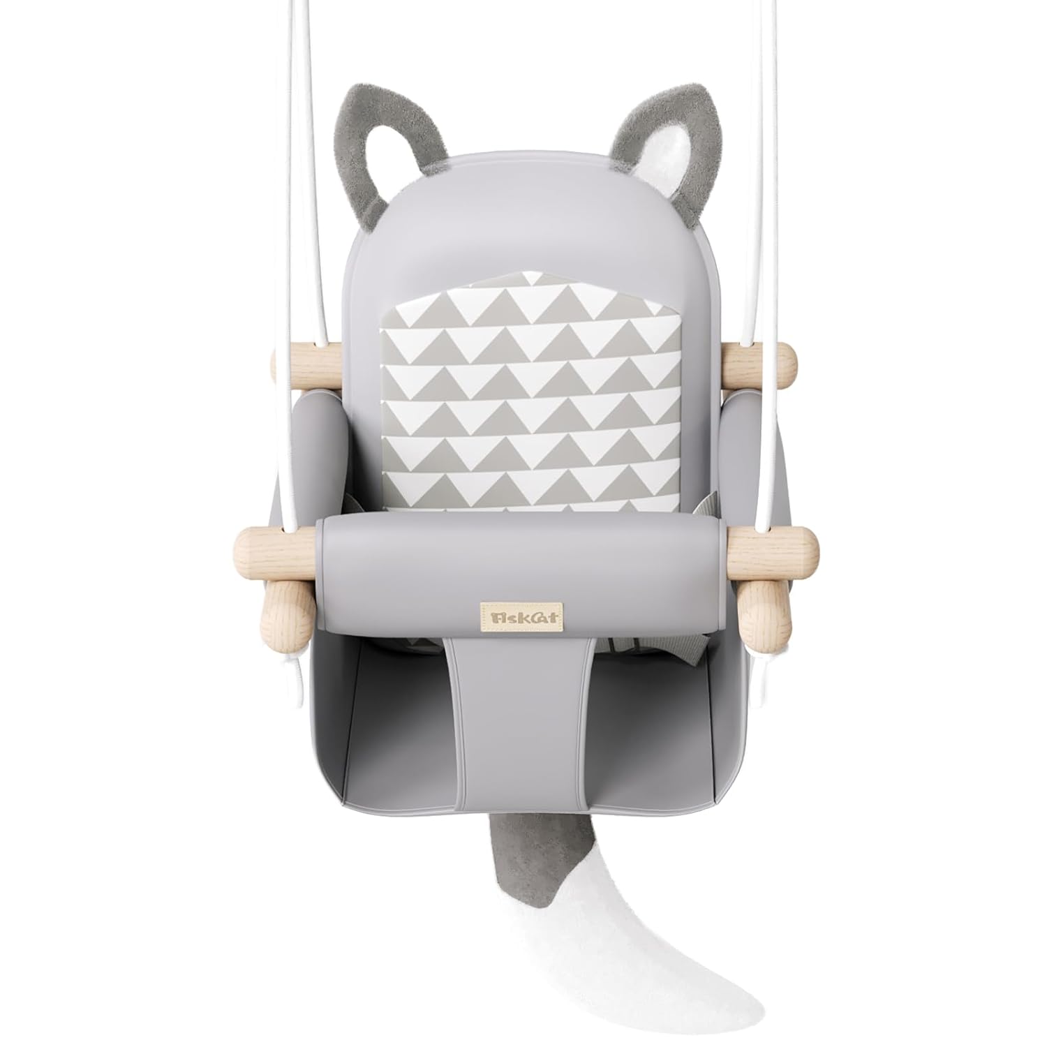 LADIDA Wooden Baby Swing with Soft Safety Belt, Infant Swing Seat for Indoor & Outdoor Use, Adjustable Height, Includes Mounting Hardware – Suitable for Babies & Toddlers