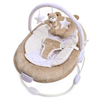 LADIDA Brown Teddy Bear Soft Padded Reclinable Baby Bouncer with Music, White Noise, Viberation - 78