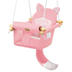 LADIDA Wooden Baby Swing with Soft Safety Belt, Infant Swing Seat for Indoor & Outdoor Use, Adjustable Height, Includes Mounting Hardware – Suitable for Babies & Toddlers