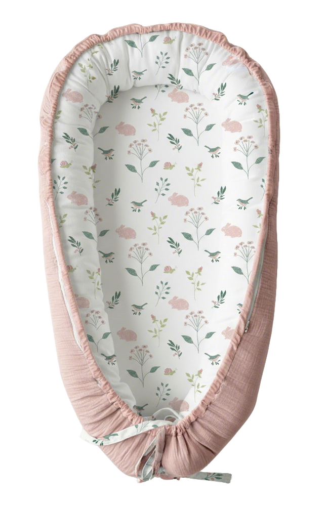 LADIDA Baby Nest Pod 100% Cotton, Soft Breathable & Washable | Ideal for infants aged 0–12 months, wraparound design delivers a cosy space for little boys and girls indoors (Pink) Hover Image