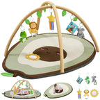 LADIDA Baby Play Mat - Large Avocado Shaped Playmat with 6 Detachable Toys | Newborn Activity Gym for 0+ Months| Sensory Playmat for Motor Skills,Washable Infant Baby Essentials