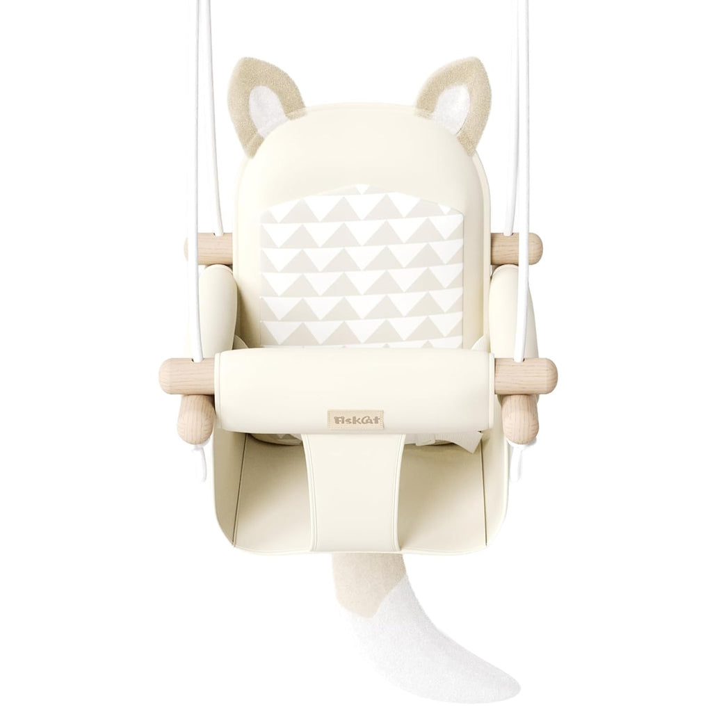 LADIDA Wooden Baby Swing with Soft Safety Belt, Infant Swing Seat for Indoor & Outdoor Use, Adjustable Height, Includes Mounting Hardware – Suitable for Babies & Toddlers