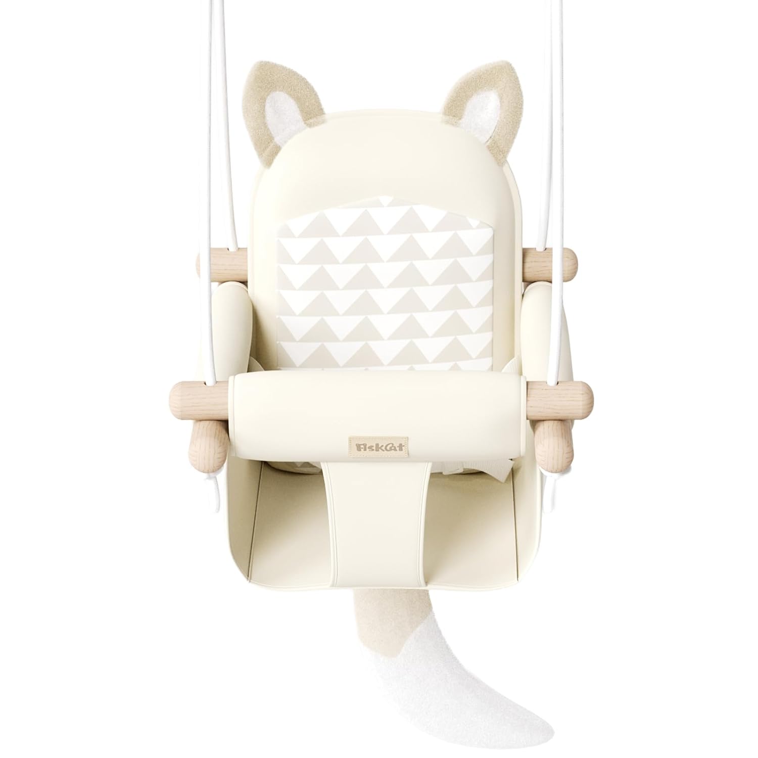 LADIDA Wooden Baby Swing with Soft Safety Belt, Infant Swing Seat for Indoor & Outdoor Use, Adjustable Height, Includes Mounting Hardware – Suitable for Babies & Toddlers