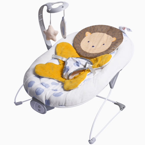 LADIDA Lion Baby Bouncer from Birth 0-6 Months, Vibrating Infant Seat with Removable Toy Bar,Baby-Rocker with 3 Speeds and 8 Soothing Songs, Portable and Lightweight (401)