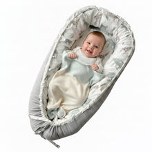 Load image into Gallery viewer, LADIDA Baby Nest Pod 100% Cotton, Soft Breathable &amp; Washable | Ideal for infants aged 0–12 months, wraparound design delivers a cosy space for little boys and girls indoors (Grey Elephan)