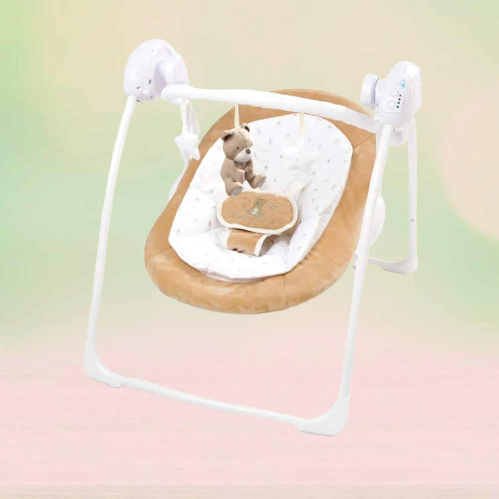 Brown Teddy Bear Electric Baby Swing with Speed Control, Time Control and Music - 080