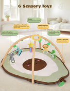 LADIDA Baby Play Mat - Large Avocado Shaped Playmat with 6 Detachable Toys | Newborn Activity Gym for 0+ Months| Sensory Playmat for Motor Skills,Washable Infant Baby Essentials