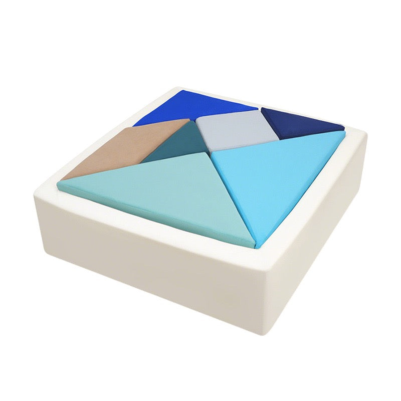 LADIDA Extra Large Kids Sofa & Toddler Sofa, 2-in-1 Tangram Puzzle Sofa with Unique Ball Pit (Balls Not Included), Comfy Modular Play Sofa for Toddlers (Ocean)