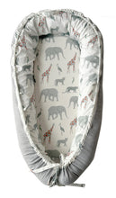 Load image into Gallery viewer, LADIDA Baby Nest Pod 100% Cotton, Soft Breathable &amp; Washable | Ideal for infants aged 0–12 months, wraparound design delivers a cosy space for little boys and girls indoors (Grey Elephan)