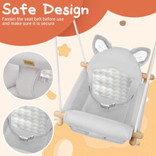 Load image into Gallery viewer, LADIDA Wooden Baby Swing with Soft Safety Belt, Infant Swing Seat for Indoor &amp; Outdoor Use, Adjustable Height, Includes Mounting Hardware – Suitable for Babies &amp; Toddlers