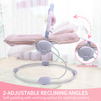 Spring Pink Flower Soft Padded Reclinable Baby Bouncer with Music, White Noise, Viberation Baby Bouncer - 76