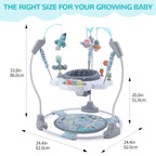 LADIDA Stationary Jumperoo Baby Bouncer Chair Acrobat - 360° Rotating Seat, Musical Toys, and Adjustable Heights (Space Tour Grey)