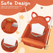 Load image into Gallery viewer, LADIDA Wooden Baby Swing with Soft Safety Belt, Infant Swing Seat for Indoor &amp; Outdoor Use, Adjustable Height, Includes Mounting Hardware – Suitable for Babies &amp; Toddlers