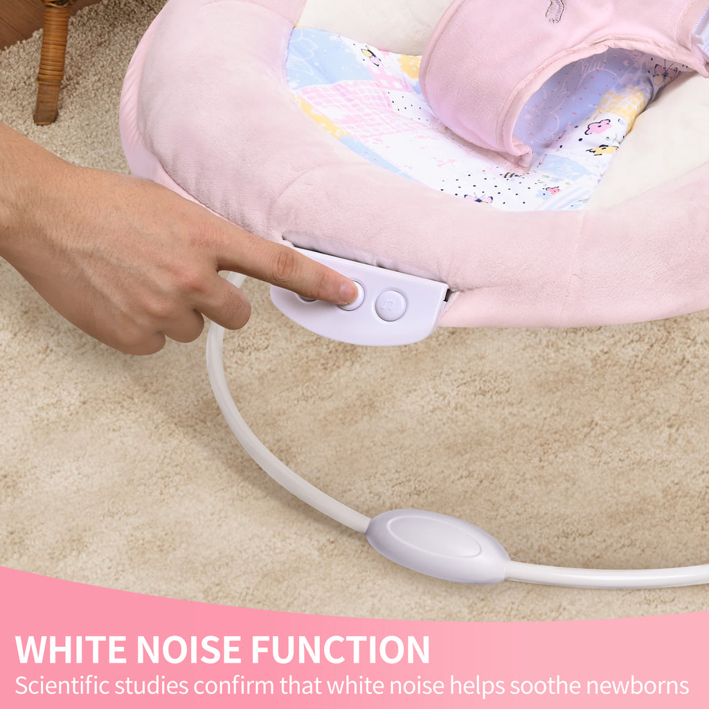 Spring Pink Flower Soft Padded Reclinable Baby Bouncer with Music, White Noise, Viberation Baby Bouncer - 76