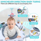 LADIDA Stationary Jumperoo Baby Bouncer Chair Acrobat - 360° Rotating Seat, Musical Toys, and Adjustable Heights (Space Tour Grey)