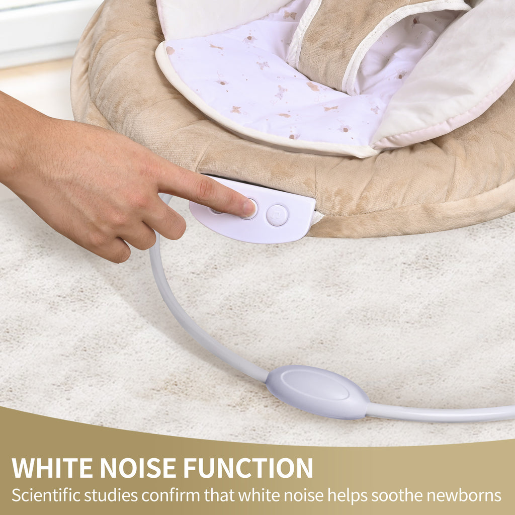 LADIDA Brown Teddy Bear Soft Padded Reclinable Baby Bouncer with Music, White Noise, Viberation - 78