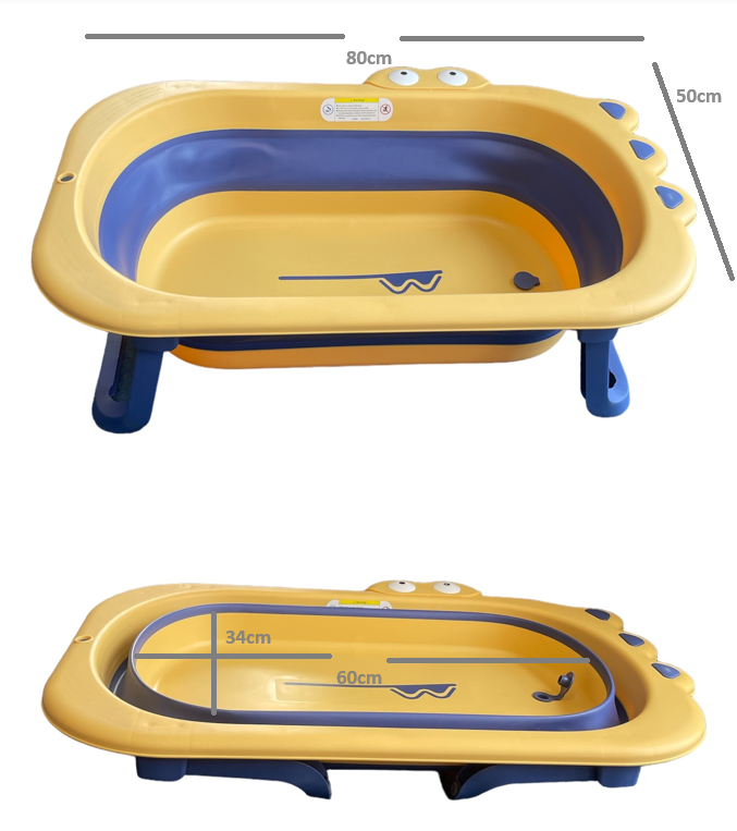 LADIDA Baby Bath Tub, Foldable Collapsible Toddler Bathtub, Basin, Small Pool for Newborn Infant, Toddler (Yellow)