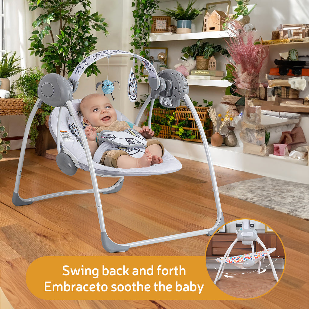 LADIDA Electric Foldable Baby Swing with Speed Control, Timer, Built‑in Music, Model 2301