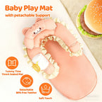 LADIDA 4-in-1 Baby Tummy Time Pillow & Seated Support Playmat, Easy to Clean, Cute Hamburger Design for 0-36Months Infant (Peach Pink) 2504