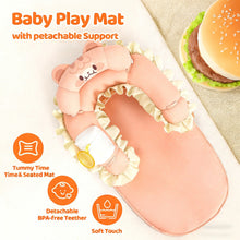 Load image into Gallery viewer, LADIDA 4-in-1 Baby Tummy Time Pillow &amp; Seated Support Playmat, Easy to Clean, Cute Hamburger Design for 0-36Months Infant (Peach Pink) 2504