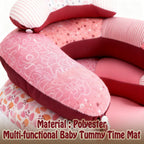 LADIDA 4-in-1 Baby Tummy Time Pillow & Seated Support Playmat,Easy to Clean,Cute Strawberry Design for 0-36Months Infant (Pink) 2501