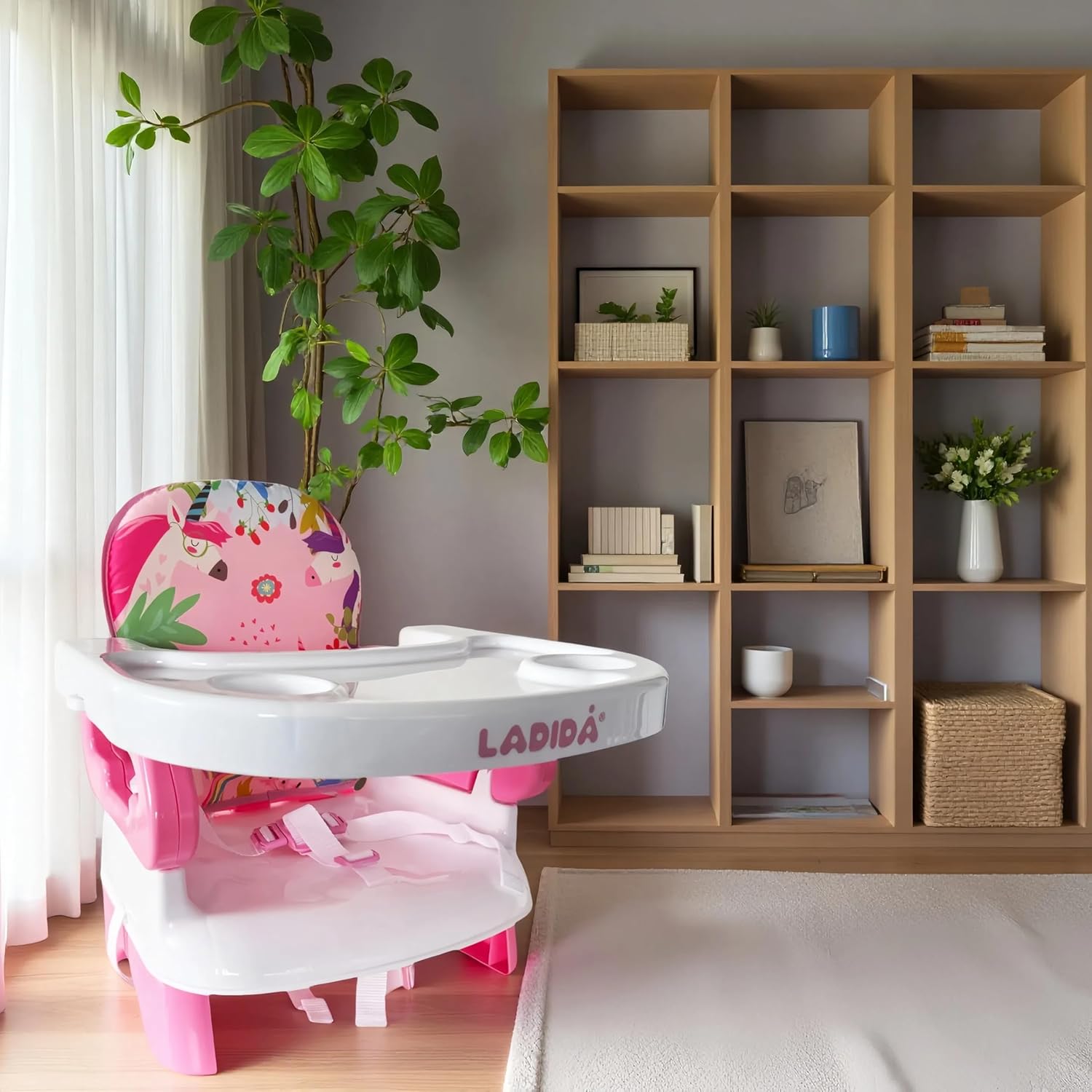 Deluxe Pink Unicorn Baby Foldable Booster Seat with Removable Tray 151