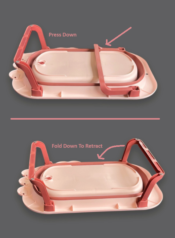 LADIDA Baby Bath Tub, Foldable Collapsible Toddler Bathtub, Basin, Small Pool for Newborn Infant, Toddler (Pink)