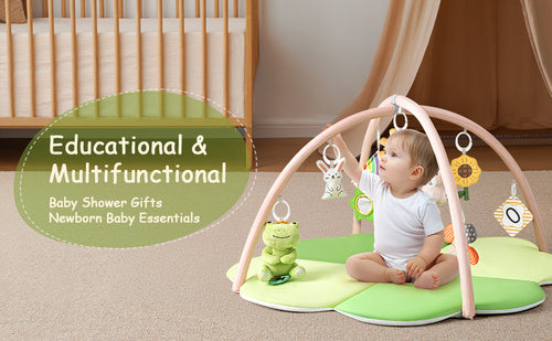 LADIDA Baby Play Mat & Activity Gym – Large Clover Tummy Time Mat Green 2404