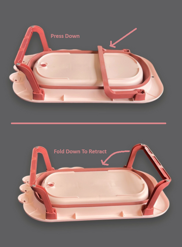 LADIDA Baby Bath Tub, Foldable Collapsible Toddler Bathtub, Basin, Small Pool for Newborn Infant, Toddler (Pink)