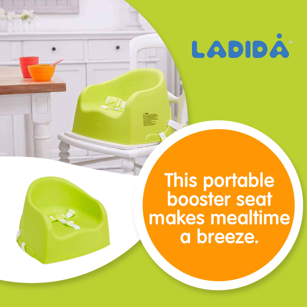 LADIDA Portable Booster Seat, Travel High Chair, Suitable for Feeding and Dining (Green) 415