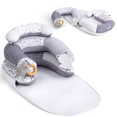 LADIDA 4-in-1 Baby Tummy Time Pillow & Seated Support Playmat,Easy to Clean for 0-36Months Infant (Grey) 2505