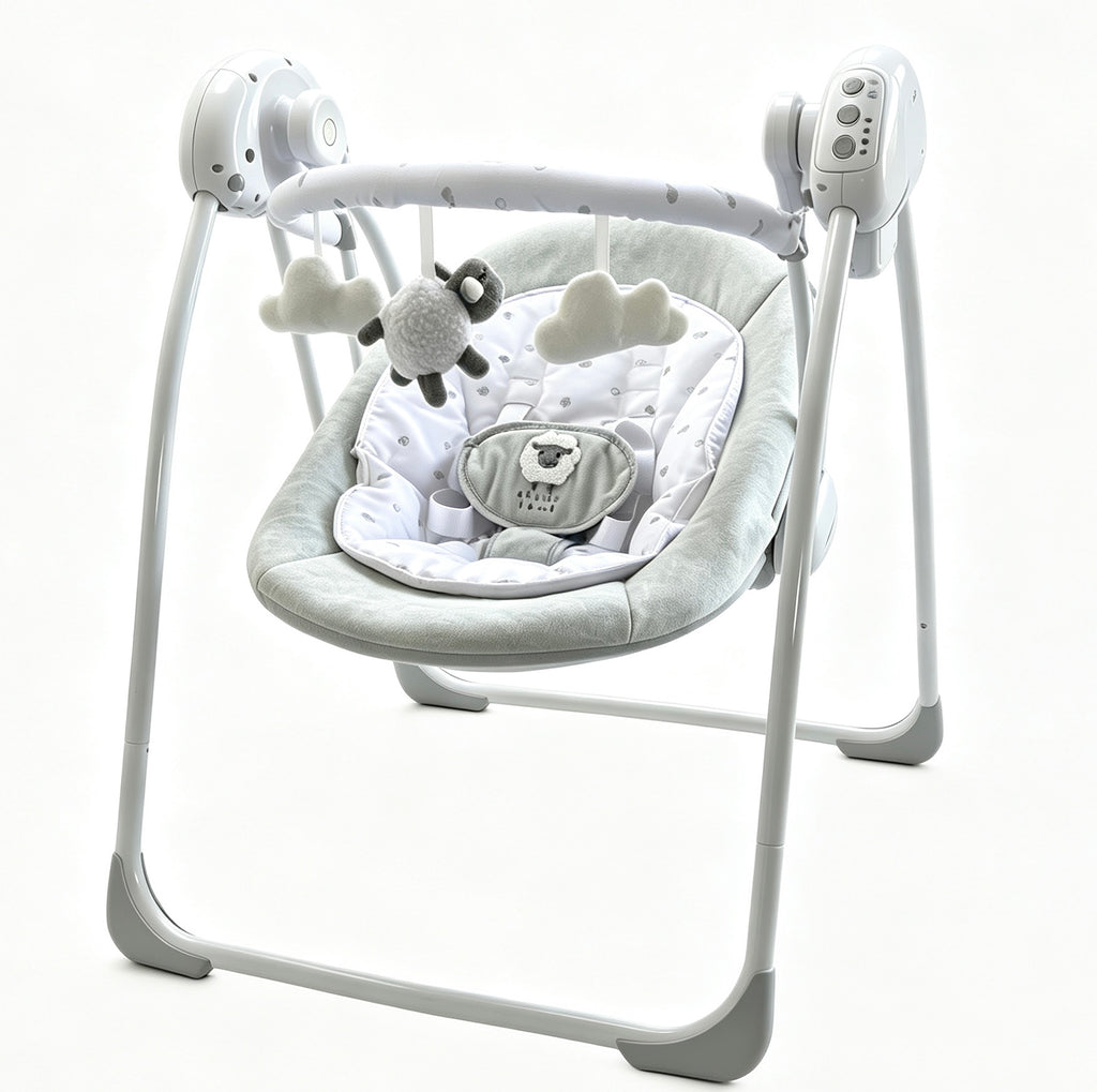 LADIDA Folding Baby Swing, Sweet Little Lamb Design, Soothing Music, Suitable for Newborns 079