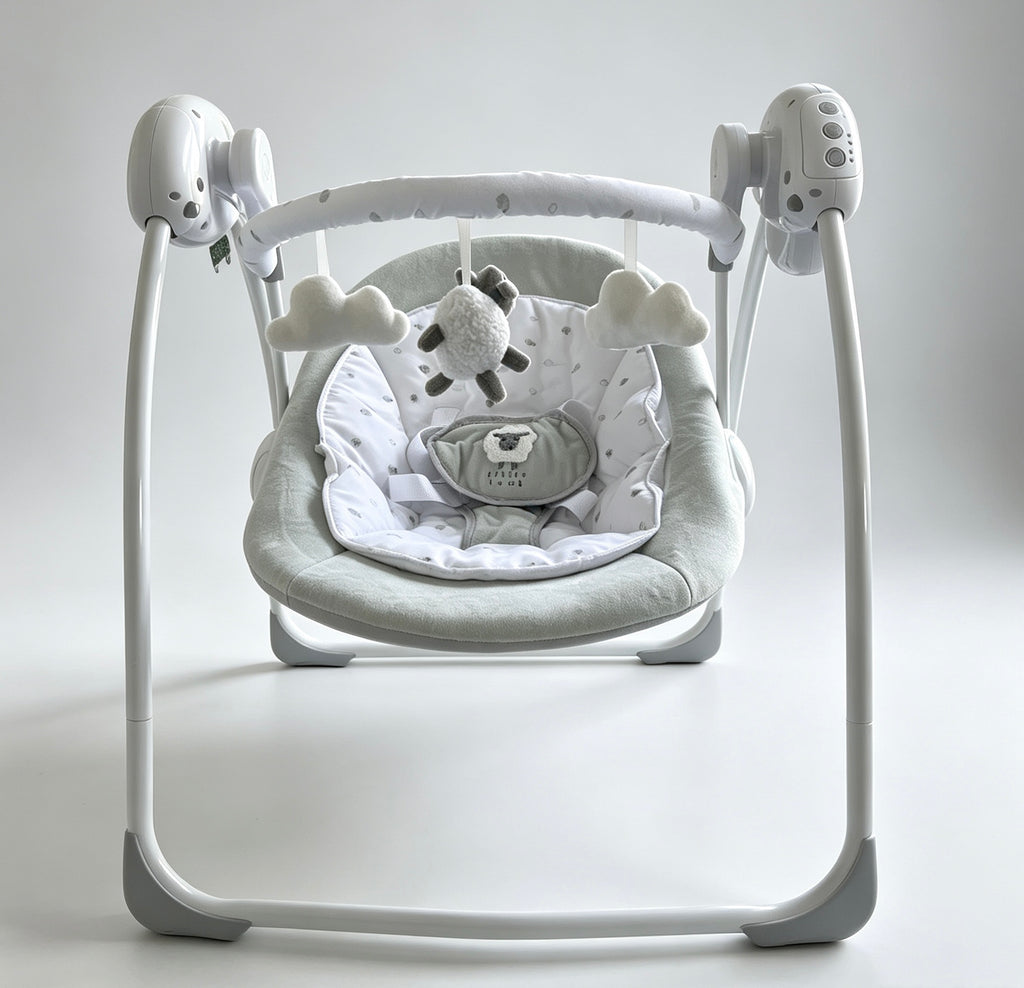 LADIDA Folding Baby Swing, Sweet Little Lamb Design, Soothing Music, Suitable for Newborns 079