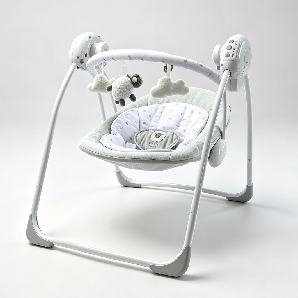 LADIDA Folding Baby Swing, Sweet Little Lamb Design, Soothing Music, Suitable for Newborns 079