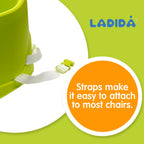 LADIDA Portable Booster Seat, Travel High Chair, Suitable for Feeding and Dining (Green) 415