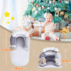 LADIDA 4-in-1 Baby Tummy Time Pillow & Seated Support Playmat,Easy to Clean for 0-36Months Infant (Grey) 2505