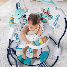 Load image into Gallery viewer, LADIDA Stationary Jumperoo Baby Bouncer Chair Acrobat - 360° Rotating Seat, Musical Toys, and Adjustable Heights (Nautical Activity Blue)