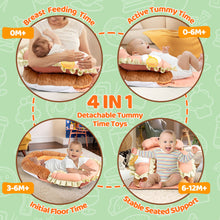 Load image into Gallery viewer, LADIDA 4-in-1 Baby Tummy Time Pillow &amp; Seated Support Playmat, Easy to Clean, Cute Hamburger Design for 0-36Months Infant (Peach Pink) 2504