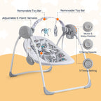 LADIDA Electric Foldable Baby Swing with Speed Control, Timer, Built‑in Music, Model 2301