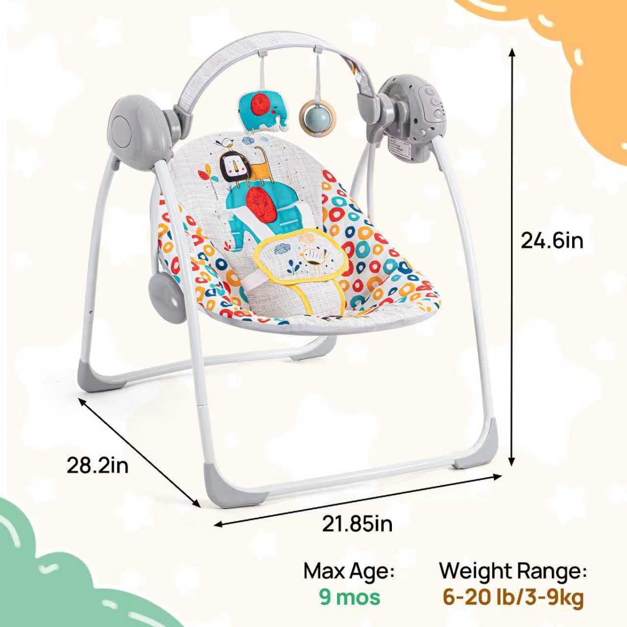 LADIDA Electric Baby Swing Speed Control Timer Music 281