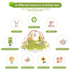 LADIDA Baby Play Mat & Activity Gym, Larger Four-Leaf Clover Shaped Tummy Time Mat Suitable for Babies 0-36 Months Oliver Green 2403