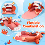 LADIDA 4-in-1 Baby Tummy Time Pillow & Seated Support Playmat,Easy to Clean,Cute Crab Design for 0-36Months Infant (Red) 2502