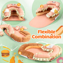 Load image into Gallery viewer, LADIDA 4-in-1 Baby Tummy Time Pillow &amp; Seated Support Playmat, Easy to Clean, Cute Hamburger Design for 0-36Months Infant (Peach Pink) 2504