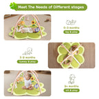 LADIDA Baby Play Mat & Activity Gym, Larger Four-Leaf Clover Shaped Tummy Time Mat Suitable for Babies 0-36 Months Oliver Green 2403