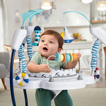 Load image into Gallery viewer, LADIDA Stationary Jumperoo Baby Bouncer Chair Acrobat - 360° Rotating Seat, Musical Toys, and Adjustable Heights (Nautical Activity Blue)
