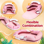 LADIDA 4-in-1 Baby Tummy Time Pillow & Seated Support Playmat,Easy to Clean,Cute Strawberry Design for 0-36Months Infant (Pink) 2501