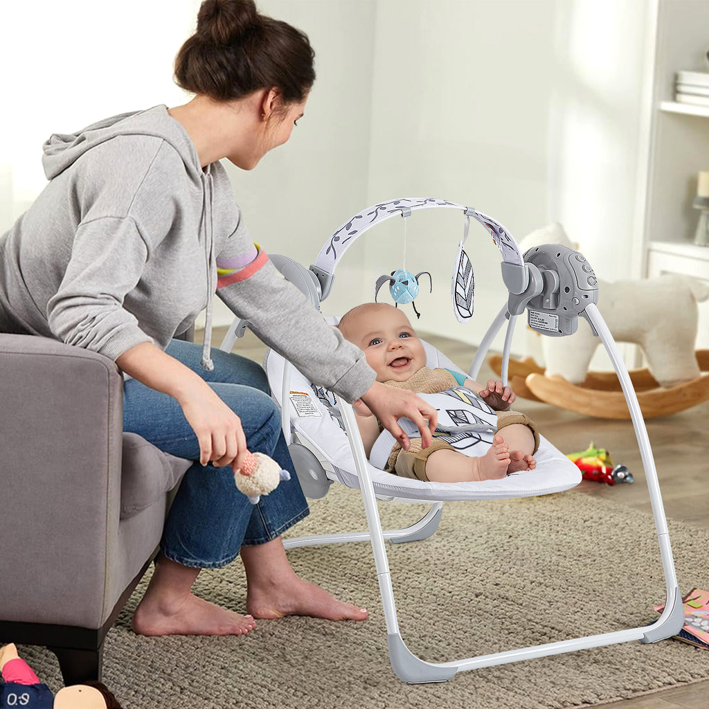 LADIDA Electric Foldable Baby Swing with Speed Control, Timer, Built‑in Music, Model 2301